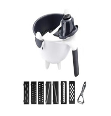 No.Тертка-овочерізка ручна 9в1 Rotate Vegetable Slicer з контейнером та друшляком 907-30 (36)