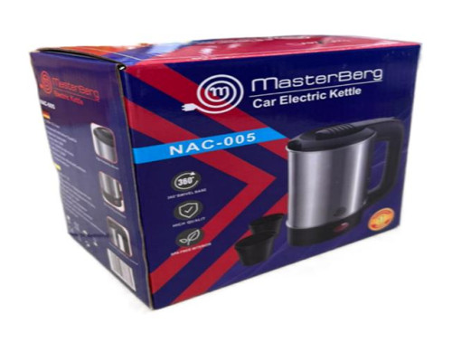 No.Чайник електричний метал+ 2 чашки Masterberg 0.5L 12v (авто) NAC-005 (30)
